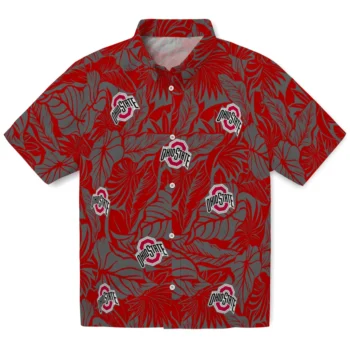 ohio state buckeyes monstera layer scarlet hawaiian shirts best selling