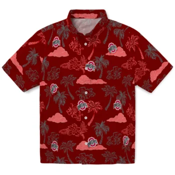 ohio state buckeyes palm and clouds scarlet hawaiian shirts best selling