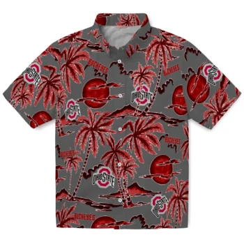 ohio state buckeyes palm sunset hawaiian shirts best selling