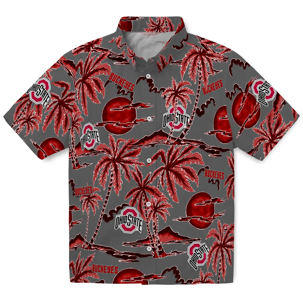 Ohio State Buckeyes Hawaiian Shirt - Palm Sunset ohio state buckeyes palm sunset hawaiian shirts best selling