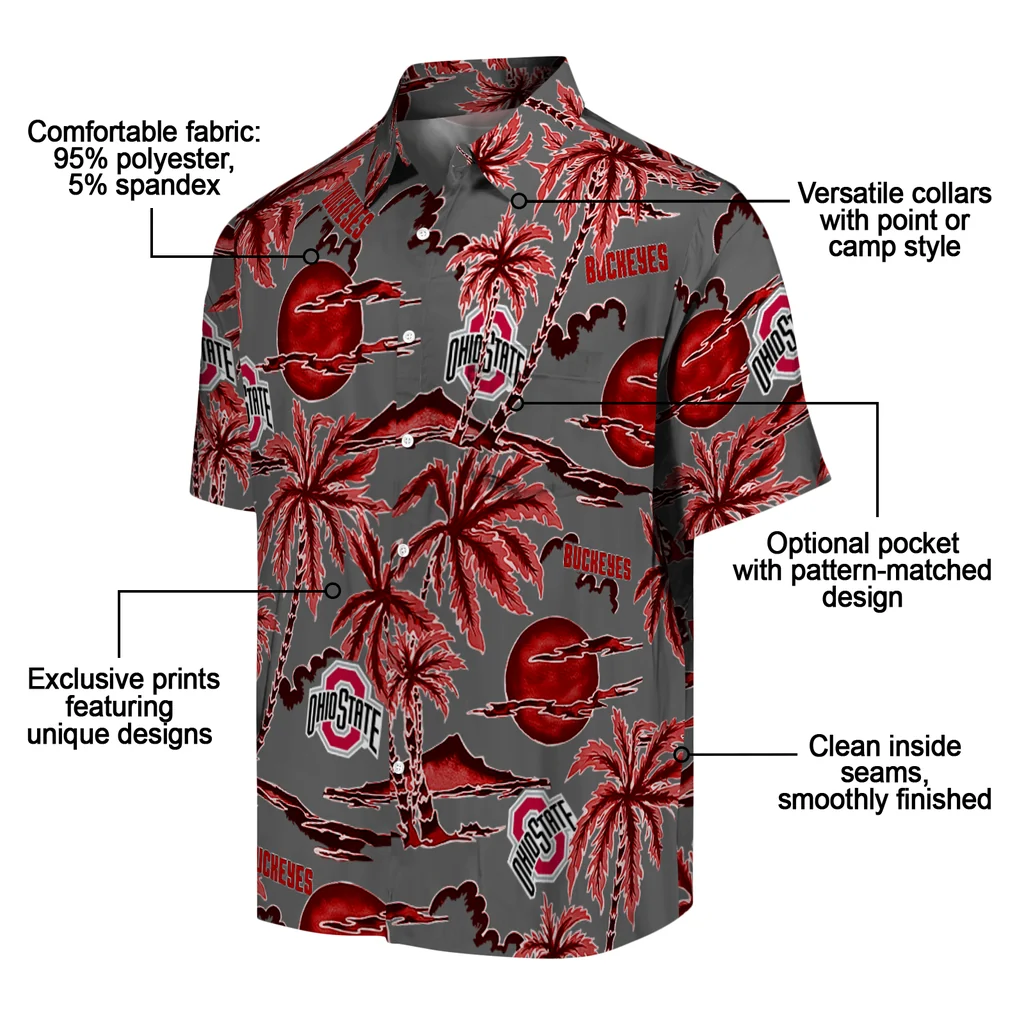 Ohio State Buckeyes Hawaiian Shirt - Palm Sunset ohio state buckeyes palm sunset hawaiian shirts new arrival