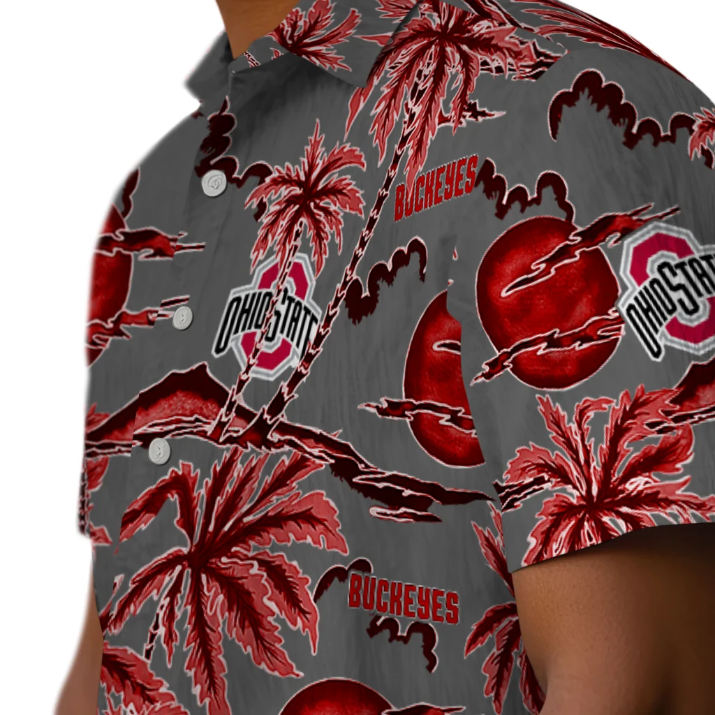 Ohio State Buckeyes Hawaiian Shirt - Palm Sunset ohio state buckeyes palm sunset hawaiian shirts trendy