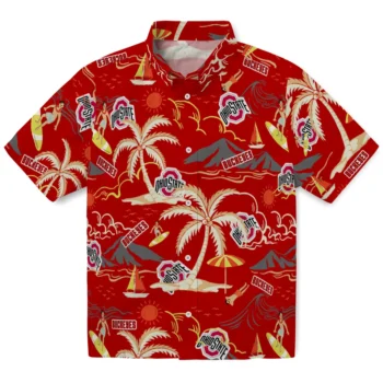 ohio state buckeyes palm tree island scarlet hawaiian shirts best selling