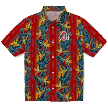 ohio state buckeyes paradise vines scarlet hawaiian shirts best selling