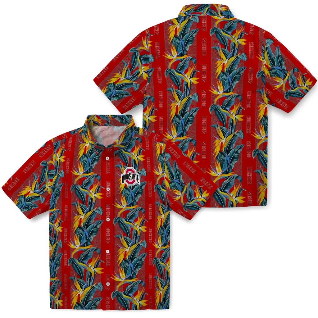 Ohio State Buckeyes Hawaiian Shirt - Paradise Vines ohio state buckeyes paradise vines scarlet hawaiian shirts high quality