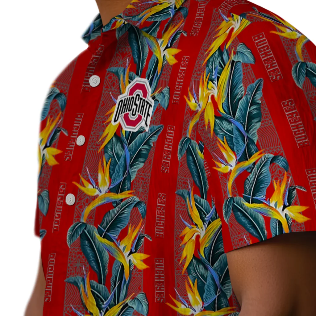 Ohio State Buckeyes Hawaiian Shirt - Paradise Vines ohio state buckeyes paradise vines scarlet hawaiian shirts trendy
