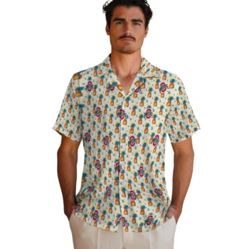ohio state buckeyes pineapple delight beige hawaiian shirts fashion forward