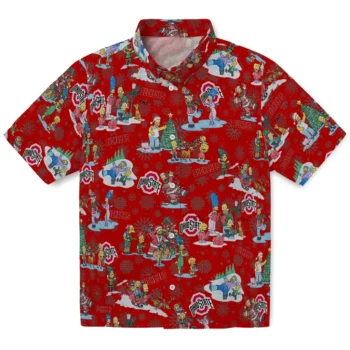ohio state buckeyes simpsons christmas scarlet hawaiian shirts best selling