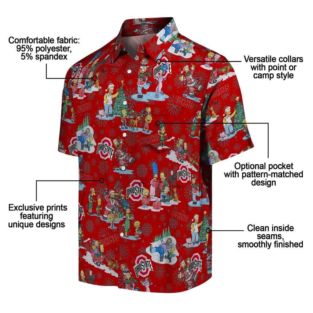 Ohio State Buckeyes Hawaiian Shirt - Simpsons Christmas ohio state buckeyes simpsons christmas scarlet hawaiian shirts new arrival