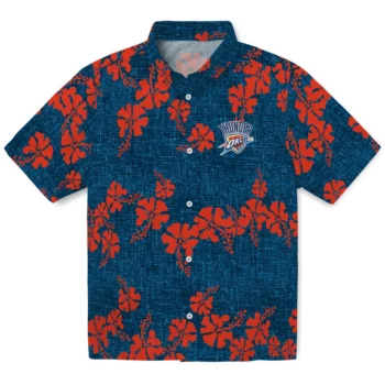 oklahoma city thunder hibiscus petals blue hawaiian shirts best selling