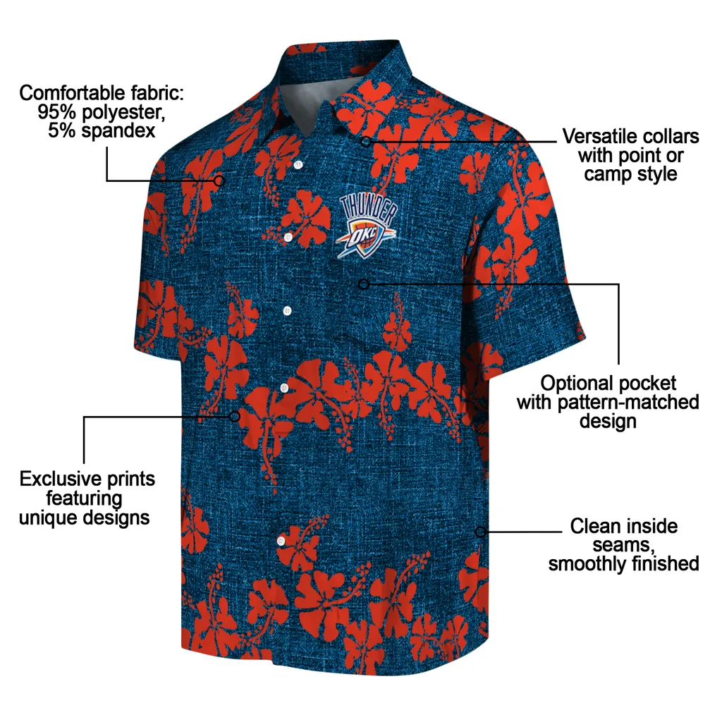 Oklahoma City Thunder Hawaiian Shirt - 50th State Flower oklahoma city thunder hibiscus petals blue hawaiian shirts new arrival