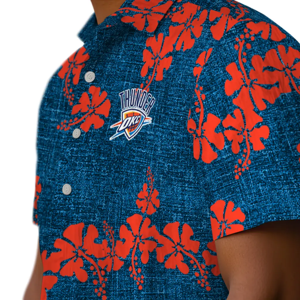 Oklahoma City Thunder Hawaiian Shirt - 50th State Flower oklahoma city thunder hibiscus petals blue hawaiian shirts trendy