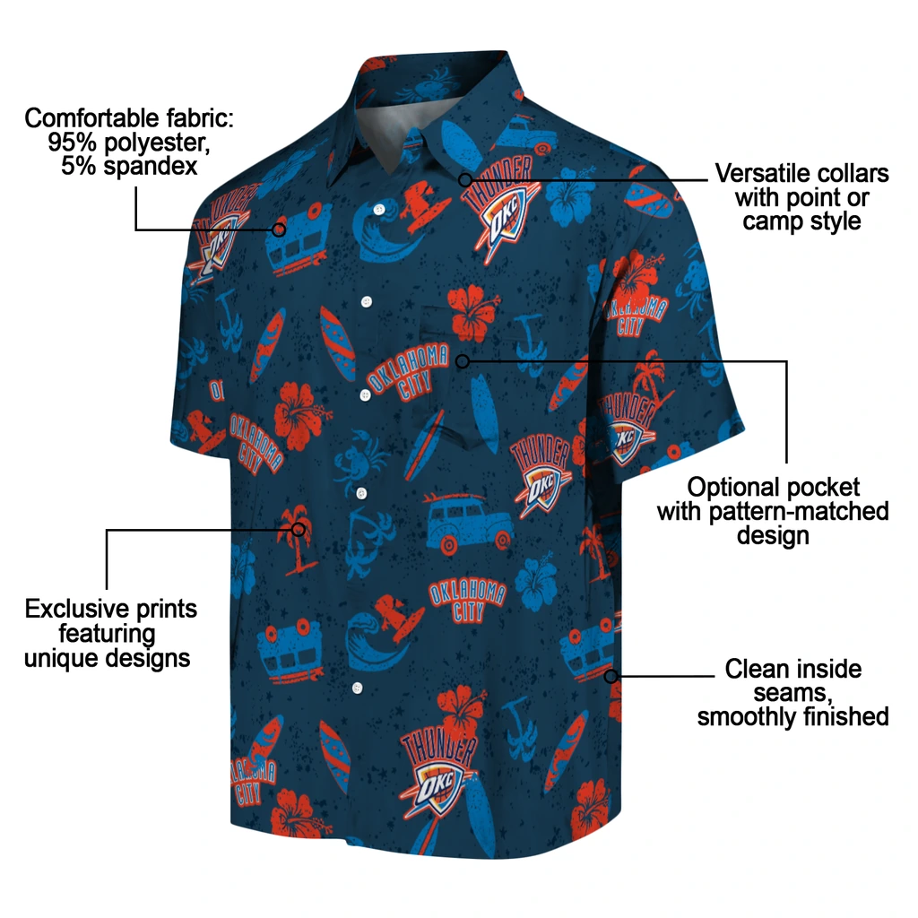 Oklahoma City Thunder Hawaiian Shirt - Beach Vibe oklahoma city thunder beach vibe navy hawaiian shirts new arrival