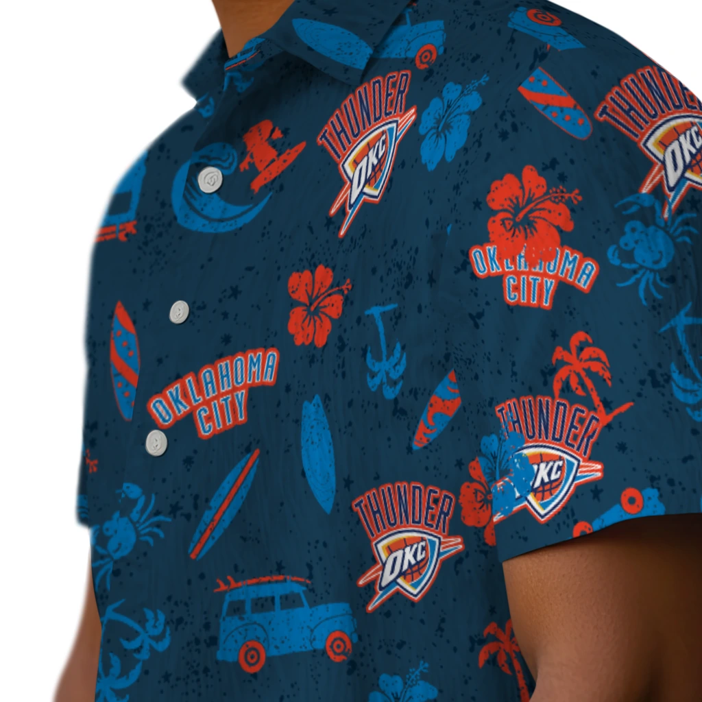 Oklahoma City Thunder Hawaiian Shirt - Beach Vibe oklahoma city thunder beach vibe navy hawaiian shirts trendy