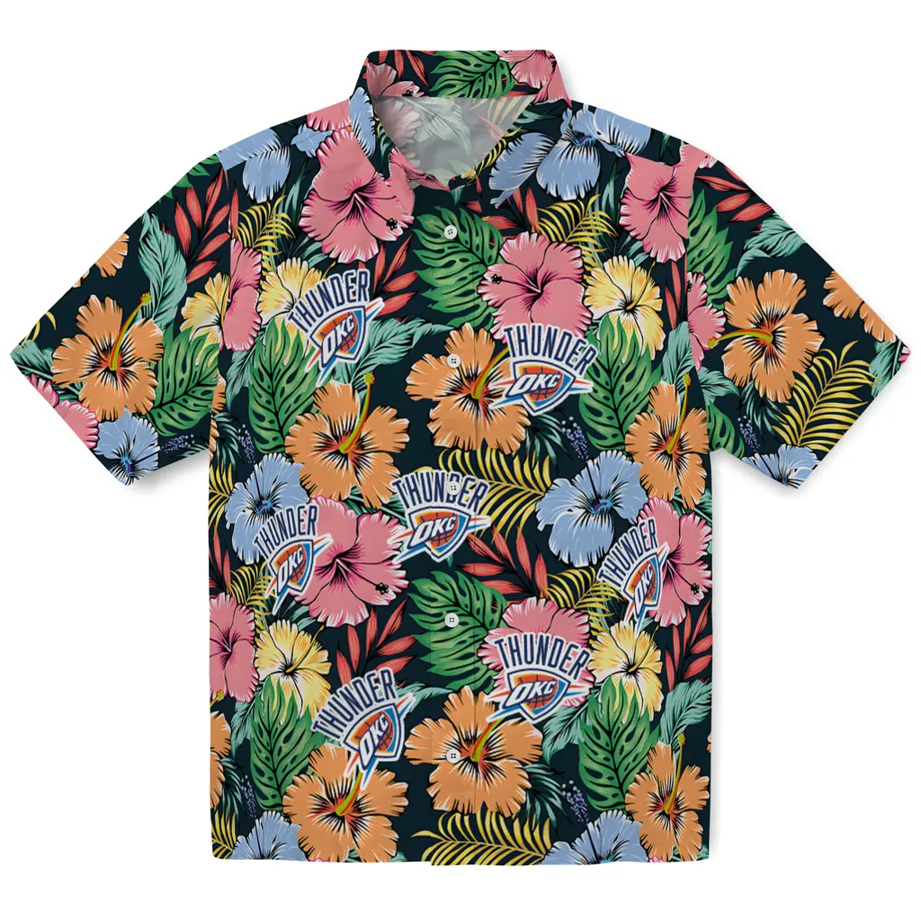 Oklahoma City Thunder Hawaiian Shirt - Brilliant Hibiscus Garden oklahoma city thunder brilliant hibiscus garden hawaiian shirts best selling