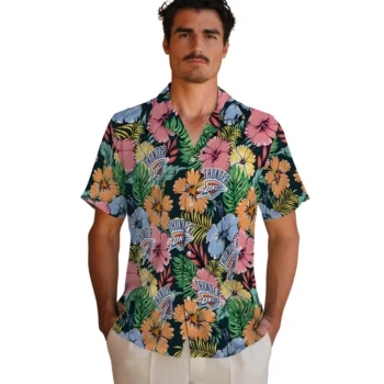oklahoma city thunder brilliant hibiscus garden hawaiian shirts fashion forward
