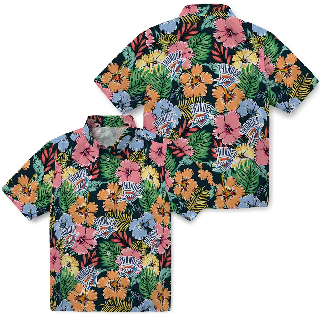 Oklahoma City Thunder Hawaiian Shirt - Brilliant Hibiscus Garden oklahoma city thunder brilliant hibiscus garden hawaiian shirts high quality