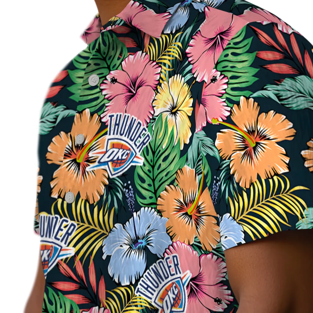 Oklahoma City Thunder Hawaiian Shirt - Brilliant Hibiscus Garden oklahoma city thunder brilliant hibiscus garden hawaiian shirts trendy