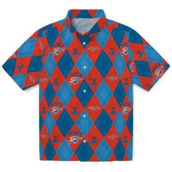 oklahoma city thunder balloon plaid blue hawaiian shirts best selling