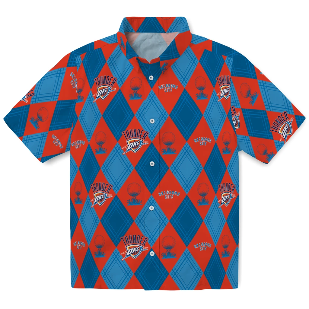 Oklahoma City Thunder Hawaiian Shirt - Golfing Plaid oklahoma city thunder balloon plaid blue hawaiian shirts best selling