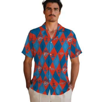 oklahoma city thunder balloon plaid blue hawaiian shirts fashion forward