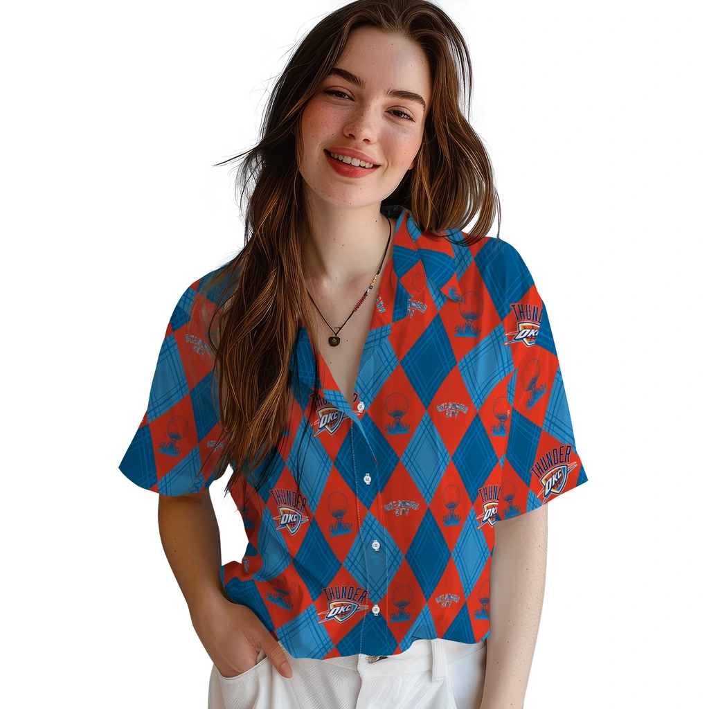 Oklahoma City Thunder Hawaiian Shirt - Golfing Plaid oklahoma city thunder balloon plaid blue hawaiian shirts latest model