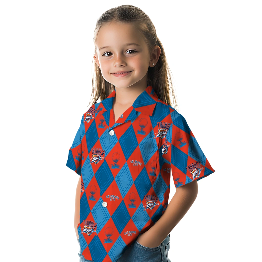 Oklahoma City Thunder Hawaiian Shirt - Golfing Plaid oklahoma city thunder balloon plaid blue hawaiian shirts premium grade