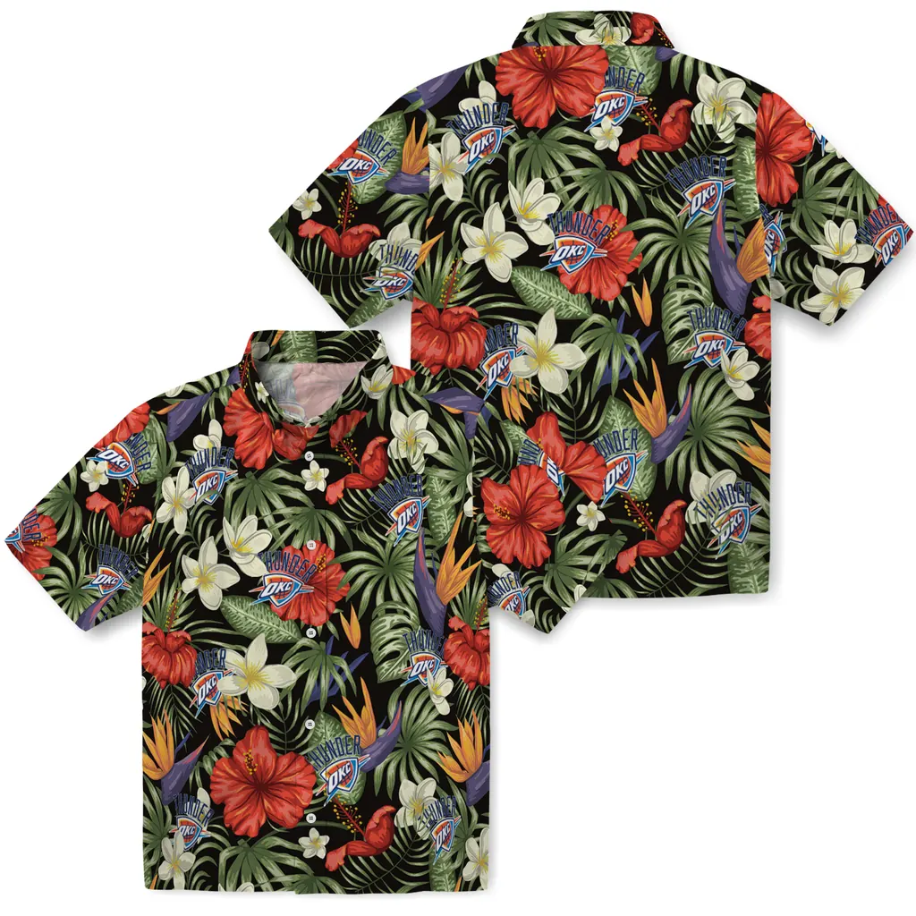 Oklahoma City Thunder Hawaiian Shirt - Hawaii Floral Hibiscus oklahoma city thunder hibiscus bird hawaiian shirts high quality