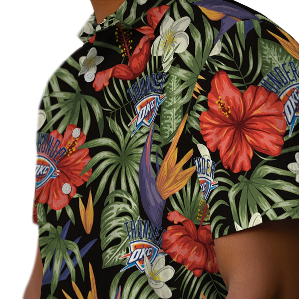 Oklahoma City Thunder Hawaiian Shirt - Hawaii Floral Hibiscus oklahoma city thunder hibiscus bird hawaiian shirts trendy
