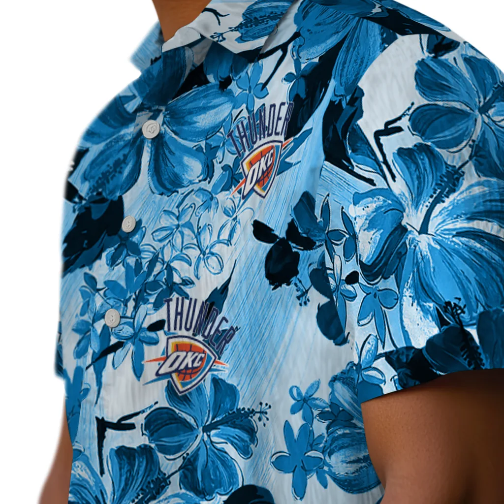 Oklahoma City Thunder Hawaiian Shirt - Hibiscus Arrangement oklahoma city thunder hibiscus arrangement blue hawaiian shirts trendy