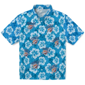 oklahoma city thunder hibiscus cluster blue hawaiian shirts best selling