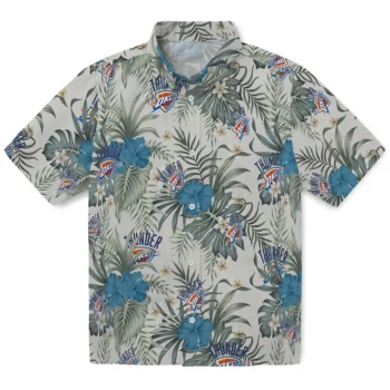 oklahoma city thunder hibiscus designs beige hawaiian shirts best selling