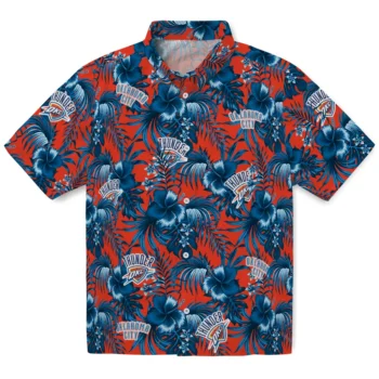 oklahoma city thunder hibiscus exotic blue hawaiian shirts best selling