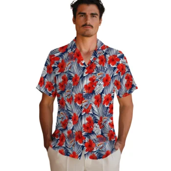 oklahoma city thunder hibiscus fiesta red royal blue hawaiian shirts fashion forward