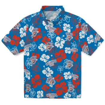 oklahoma city thunder hibiscus bloom blue hawaiian shirts best selling