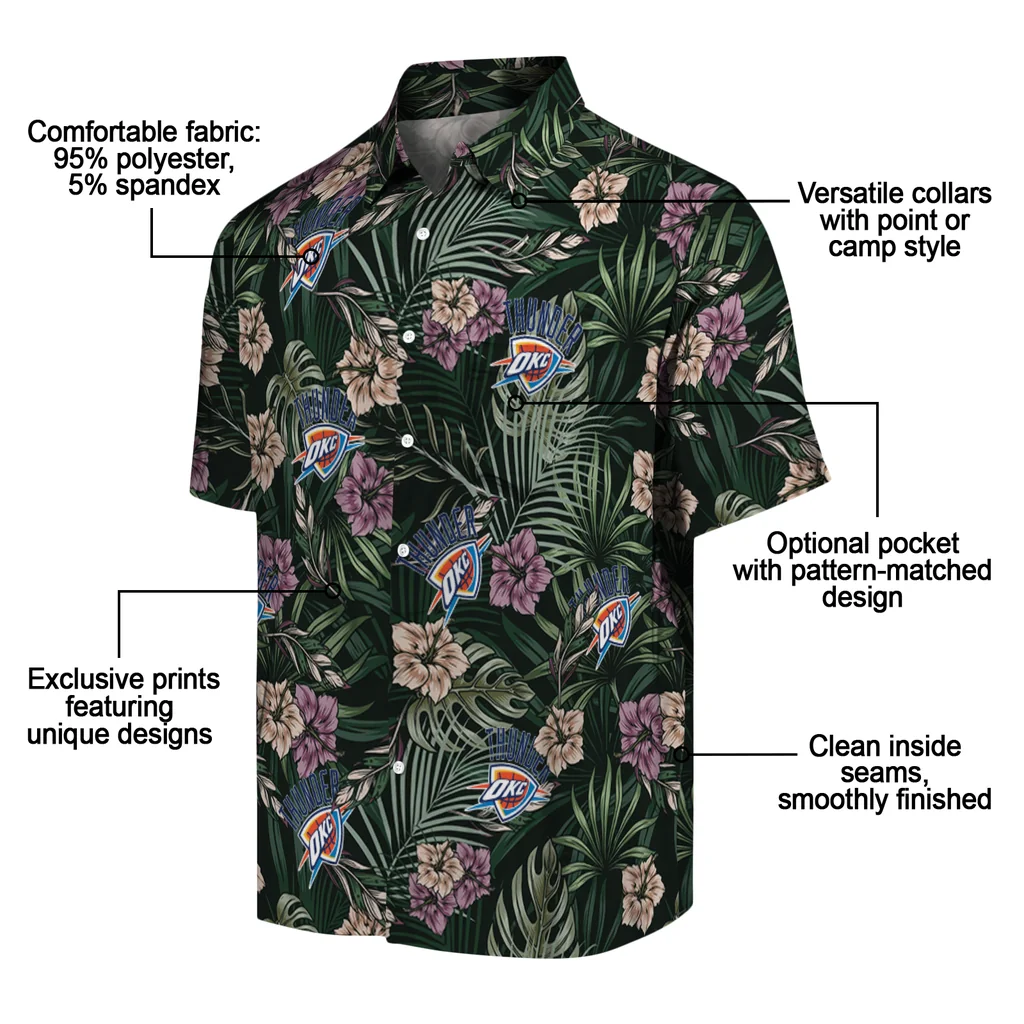 Oklahoma City Thunder Hawaiian Shirt - Hibiscus Leaves Pattern oklahoma city thunder hibiscus leaves pattern green hawaiian shirts new arrival