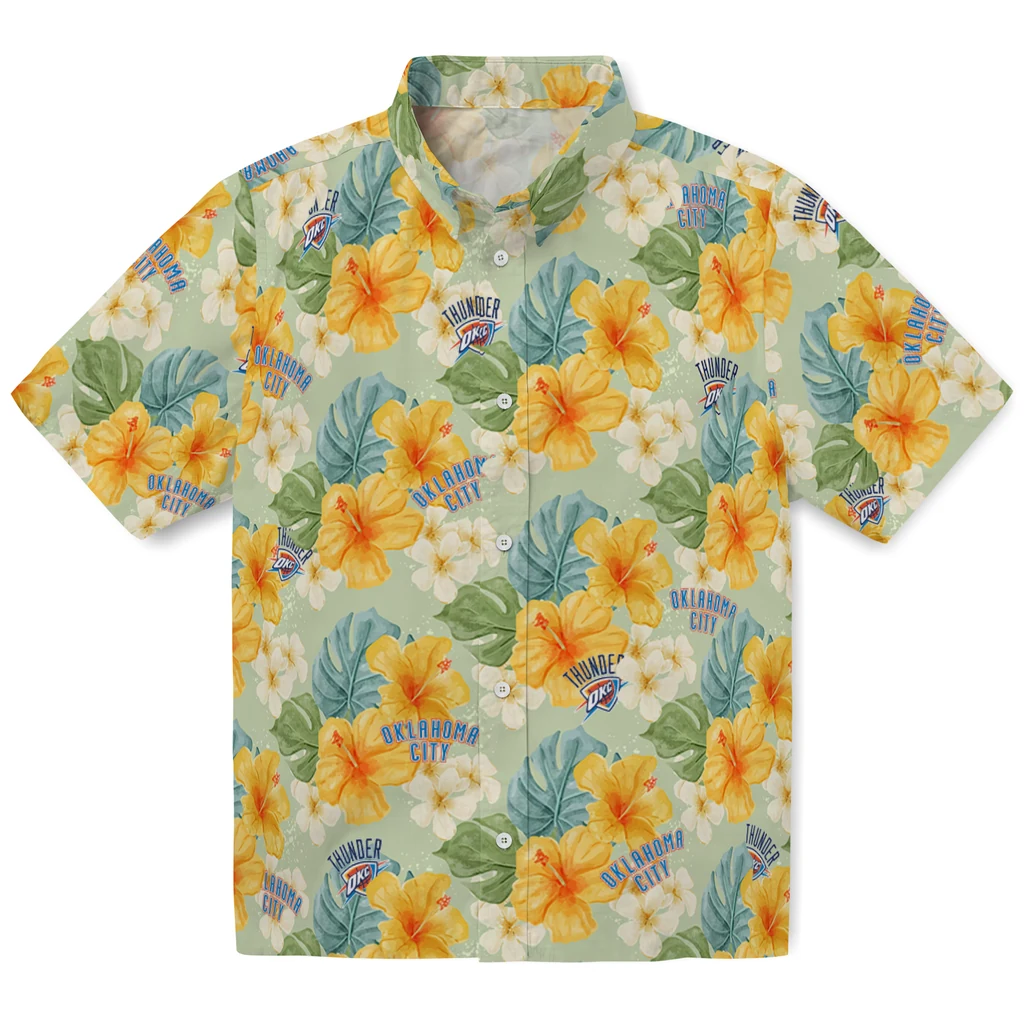Oklahoma City Thunder Hawaiian Shirt - Hibiscus Mood oklahoma city thunder hibiscus mood pale lime yellow hawaiian shirts best selling