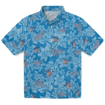 oklahoma city thunder hibiscus oasis blue hawaiian shirts best selling