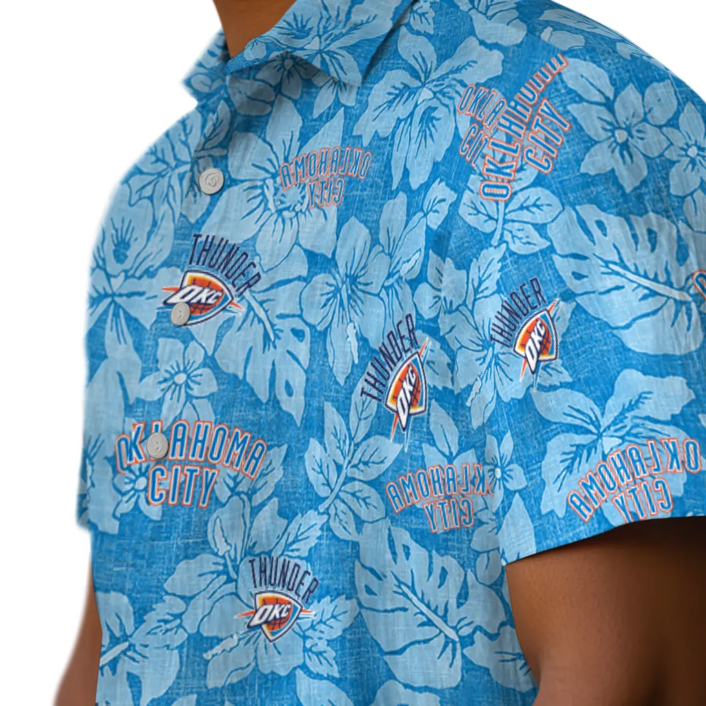 Oklahoma City Thunder Hawaiian Shirt - Hibiscus Oasis oklahoma city thunder hibiscus oasis blue hawaiian shirts trendy