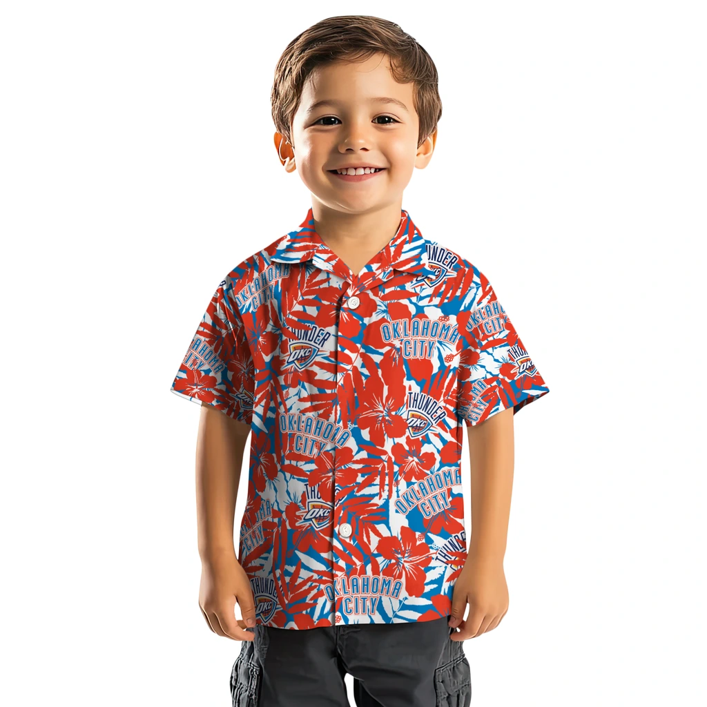 Oklahoma City Thunder Hawaiian Shirt - Hibiscus Overlay oklahoma city thunder hibiscus overlay hawaiian shirts top rated
