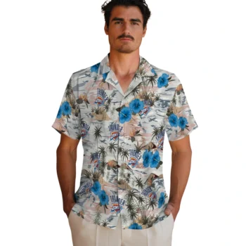 oklahoma city thunder hibiscus seaside white hawaiian shirts fashion forward