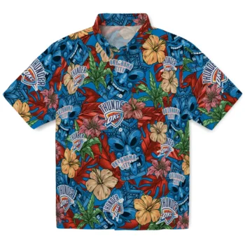 oklahoma city thunder tiki jungle blue hawaiian shirts best selling