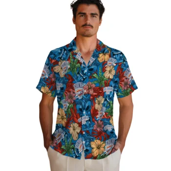 oklahoma city thunder tiki jungle blue hawaiian shirts fashion forward