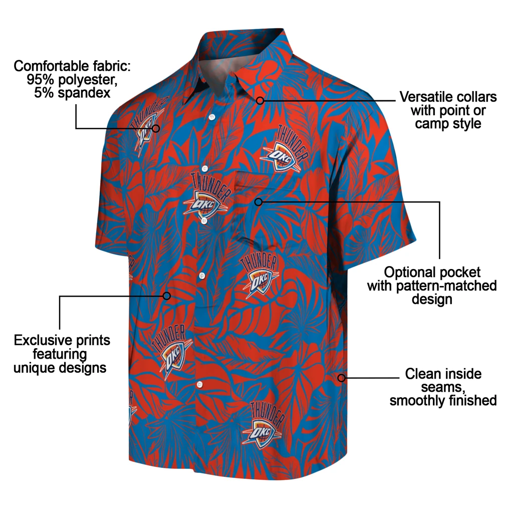 Oklahoma City Thunder Hawaiian Shirt - Monstera Layer oklahoma city thunder monstera layer blue hawaiian shirts new arrival