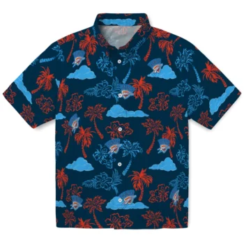 oklahoma city thunder palm and clouds blue hawaiian shirts best selling