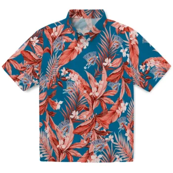oklahoma city thunder palm leaves blue hawaiian shirts best selling