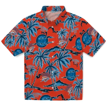 oklahoma city thunder palm sunset hawaiian shirts best selling