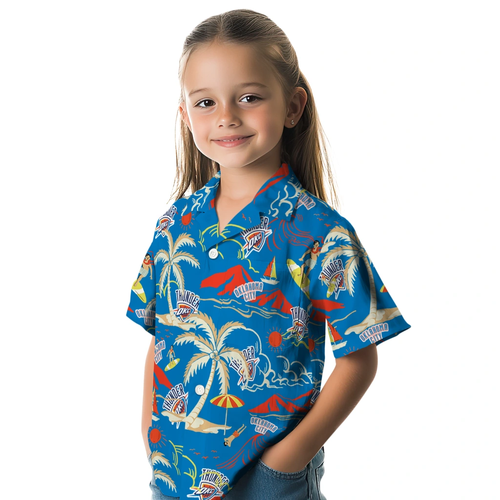 Oklahoma City Thunder Hawaiian Shirt - Palm Tree Island oklahoma city thunder palm tree island blue hawaiian shirts premium grade