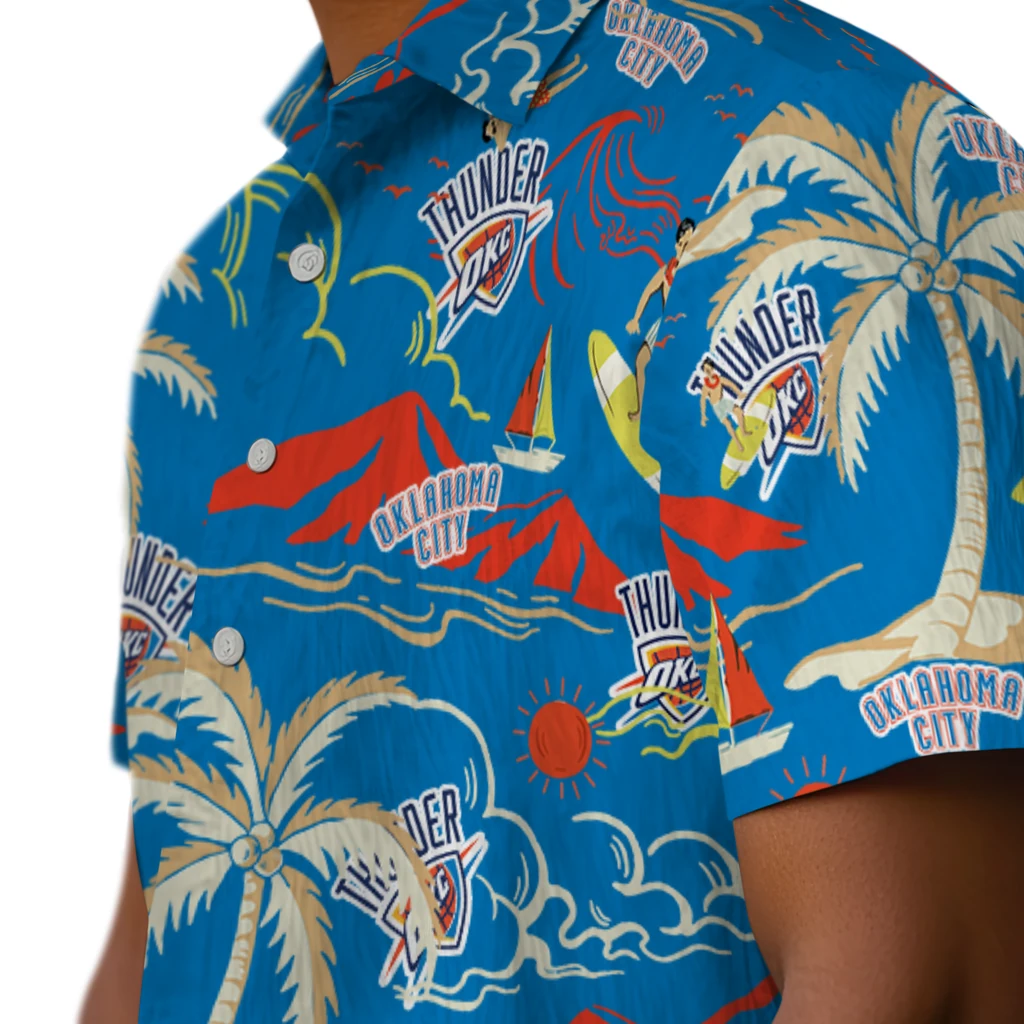 Oklahoma City Thunder Hawaiian Shirt - Palm Tree Island oklahoma city thunder palm tree island blue hawaiian shirts trendy