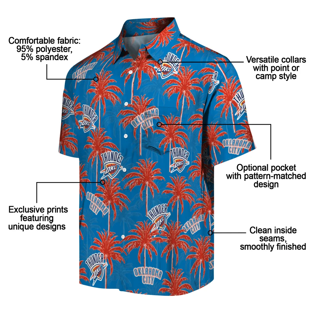 Oklahoma City Thunder Hawaiian Shirt - Palm Tree Motif oklahoma city thunder palm grove blue hawaiian shirts new arrival